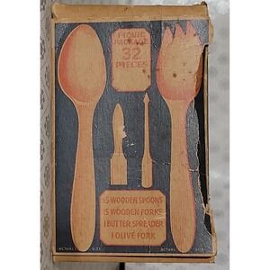 Ideal Picnic Package Wooden Spoon Fork Butter Spreader Olive Fork Set